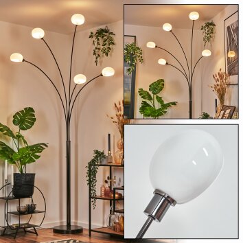 Nikkala Staande lamp Chroom, Zwart, 5-lichts