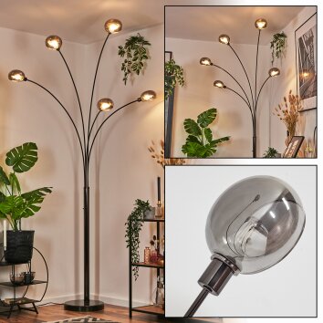 Nikkala Staande lamp Chroom, Zwart, 5-lichts