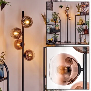 Koyoto Staande lamp Duidelijk, Koperkleurig, 4-lichts