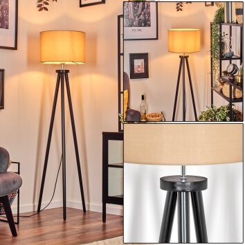 Soungou Staande lamp Chroom, Zwart, 1-licht