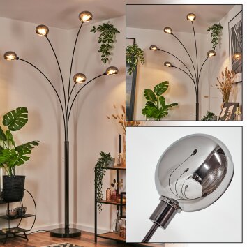 Nikkala Staande lamp Chroom, Zwart, 5-lichts