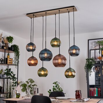 Koyoto Hanglamp, Kogellampje, Hanglamp Natuurlijke kleuren, Zwart, 8-lichts