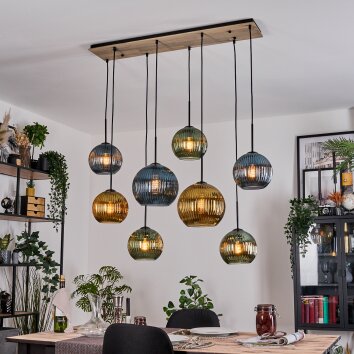 Koyoto Hanglamp, Kogellampje, Hanglamp Natuurlijke kleuren, Zwart, 8-lichts