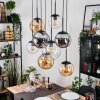 Gastor Hanglamp, Kogellampje, Hanglamp Amber, Duidelijk, Rookkleurig, 8-lichts