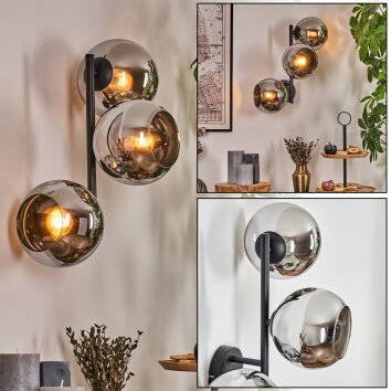Koyoto Kogellampje, Wandlamp Chroom, Rookkleurig, 3-lichts
