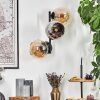 Koyoto Kogellampje, Wandlamp Amber, Chroom, Rookkleurig, 3-lichts