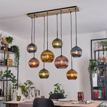 Koyoto Hanglamp, Kogellampje, Hanglamp Natuurlijke kleuren, Zwart, 8-lichts