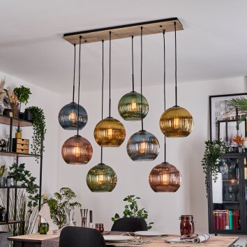 Koyoto Hanglamp, Kogellampje, Hanglamp Natuurlijke kleuren, Zwart, 8-lichts
