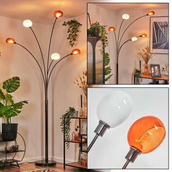 Nikkala Staande lamp Chroom, Zwart, 5-lichts