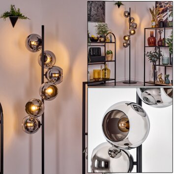 Koyoto Staande lamp 31 cm Chroom, Rookkleurig, 6-lichts