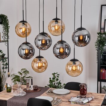 Gastor Hanglamp, Kogellampje, Hanglamp Amber, Rookkleurig, 8-lichts