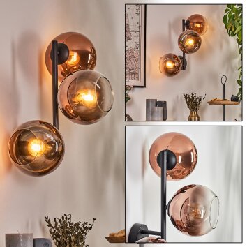 Koyoto Kogellampje, Wandlamp Duidelijk, Koperkleurig, 3-lichts
