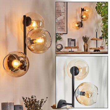 Koyoto Kogellampje, Wandlamp Amber, Duidelijk, 3-lichts