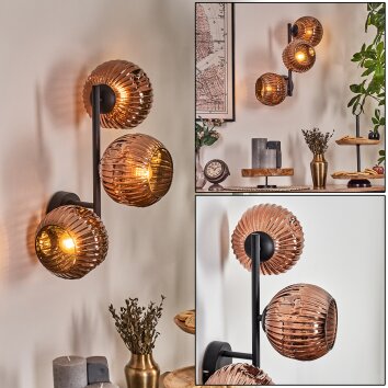 Ripoll Kogellampje, Wandlamp Koperkleurig, 3-lichts