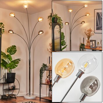 Nikkala Staande lamp Chroom, Wit, 5-lichts