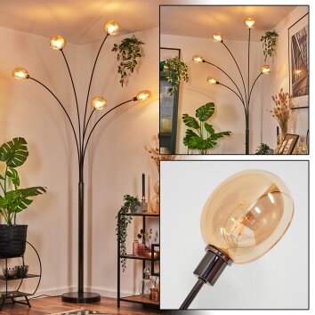 Nikkala Staande lamp Chroom, Zwart, 5-lichts