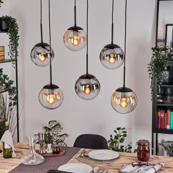 Gastor Hanglamp, Kogellampje, Hanglamp Amber, Duidelijk, Rookkleurig, 6-lichts