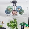 Koyoto Plafondlamp, Kogellampje 52 cm Blauw, Groen, Koperkleurig, 5-lichts