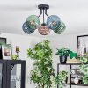Koyoto Plafondlamp, Kogellampje 52 cm Blauw, Groen, Koperkleurig, 5-lichts