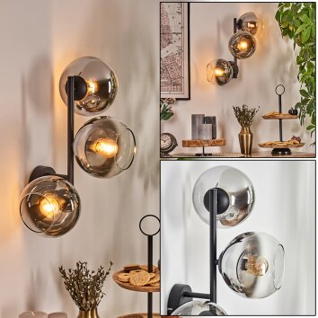 Koyoto Kogellampje, Wandlamp Chroom, Duidelijk, Rookkleurig, 3-lichts