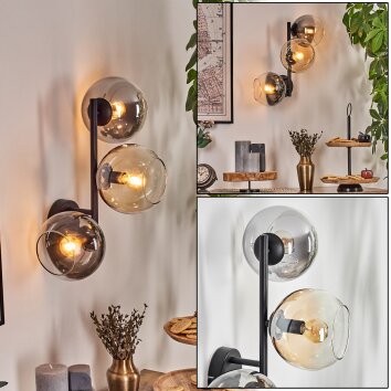 Koyoto Kogellampje, Wandlamp Amber, Duidelijk, Rookkleurig, 3-lichts