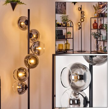 Koyoto Staande lamp 31 cm Chroom, Duidelijk, Rookkleurig, 6-lichts