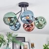 Ripoll Plafondlamp, Kogellampje Blauw, Groen, Koperkleurig, 5-lichts