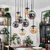 Gastor Hanglamp, Kogellampje, Hanglamp Amber, Rookkleurig, 8-lichts