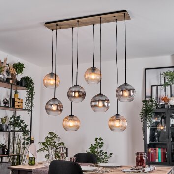 Koyoto Hanglamp, Kogellampje, Hanglamp Natuurlijke kleuren, Zwart, 8-lichts
