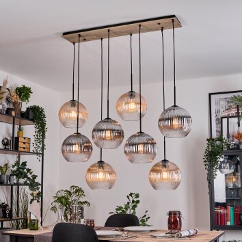 Koyoto Hanglamp, Kogellampje, Hanglamp Natuurlijke kleuren, Zwart, 8-lichts