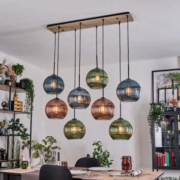 Koyoto Hanglamp, Kogellampje, Hanglamp Natuurlijke kleuren, Zwart, 8-lichts