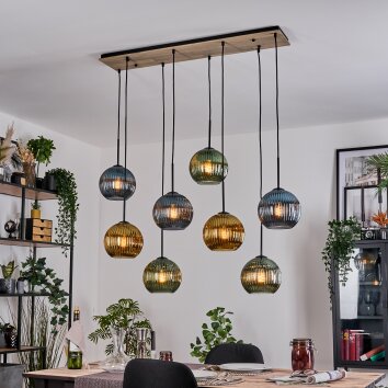Koyoto Hanglamp, Kogellampje, Hanglamp Natuurlijke kleuren, Zwart, 8-lichts