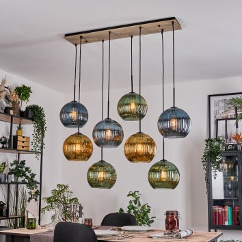 Koyoto Hanglamp, Kogellampje, Hanglamp Natuurlijke kleuren, Zwart, 8-lichts