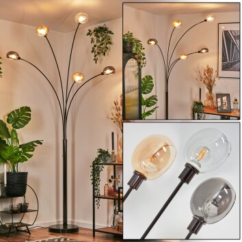 Nikkala Staande lamp Chroom, Zwart, 5-lichts