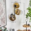 Ripoll Kogellampje, Wandlamp Goud, Duidelijk, 3-lichts