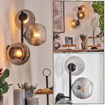 Koyoto Kogellampje, Wandlamp Duidelijk, Rookkleurig, 3-lichts