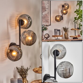 Ripoll Kogellampje, Wandlamp Rookkleurig, 3-lichts