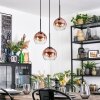 Koyoto Hanglamp, Kogellampje, Cluster hanglamp 30 cm Duidelijk, Koperkleurig, 3-lichts