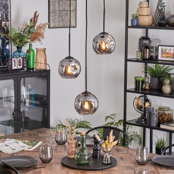 Ripoll Hanglamp, Kogellampje, Cluster hanglamp Rookkleurig, 3-lichts