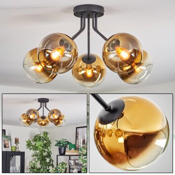 Koyoto Plafondlamp, Kogellampje 52 cm Goud, Duidelijk, 5-lichts