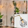 Yaak Staande lamp Messing, Zwart, 3-lichts