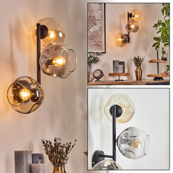 Ripoll Kogellampje, Wandlamp Amber, Duidelijk, Rookkleurig, 3-lichts