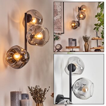 Ripoll Kogellampje, Wandlamp Duidelijk, Rookkleurig, 3-lichts