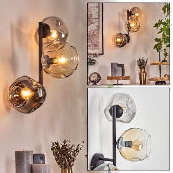Ripoll Kogellampje, Wandlamp Amber, Duidelijk, Rookkleurig, 3-lichts