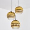 Koyoto Hanglamp, Kogellampje, Cluster hanglamp Goud, Duidelijk, 3-lichts