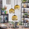Koyoto Hanglamp, Kogellampje, Cluster hanglamp Goud, Duidelijk, 3-lichts
