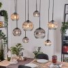 Ripoll Hanglamp, Kogellampje, Hanglamp Natuurlijke kleuren, Zwart, 8-lichts