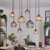 Ripoll Hanglamp, Kogellampje, Hanglamp Natuurlijke kleuren, Zwart, 8-lichts