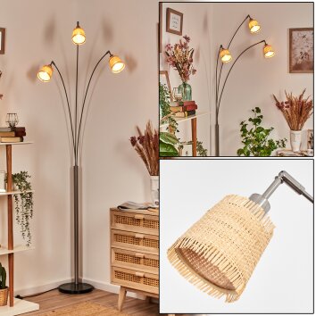 Lindberg Staande lamp Nikkel mat, Zwart, 3-lichts
