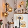 Ripoll Kogellampje, Wandlamp Amber, 3-lichts